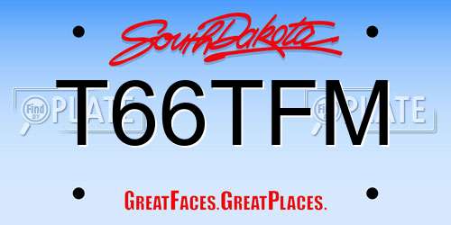 T66TFM South Dakota License Plate