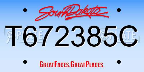 T672385C South Dakota License Plate