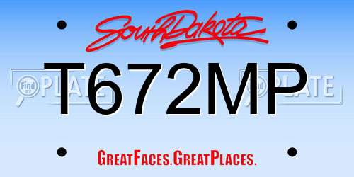 T672MP South Dakota License Plate