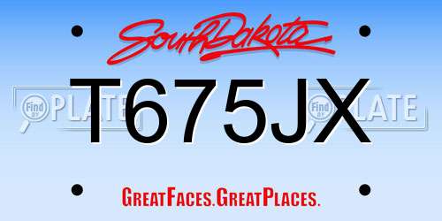T675JX South Dakota License Plate