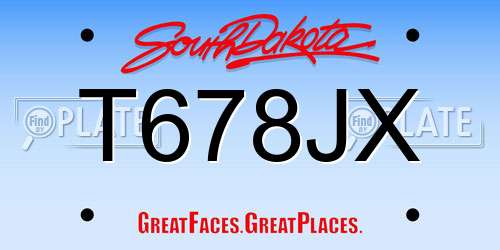 T678JX South Dakota License Plate