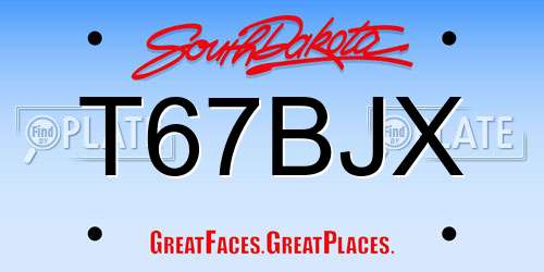T67BJX South Dakota License Plate