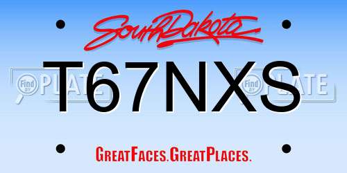 T67NXS South Dakota License Plate