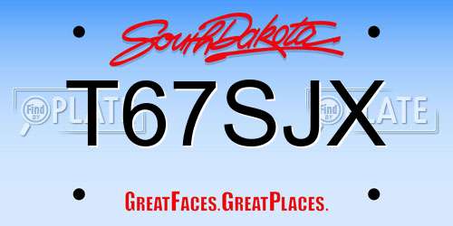 T67SJX South Dakota License Plate
