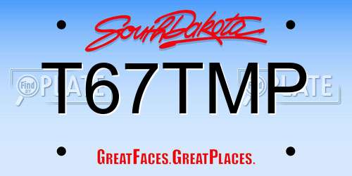 T67TMP South Dakota License Plate