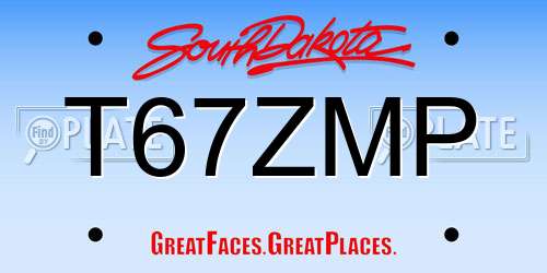 T67ZMP South Dakota License Plate