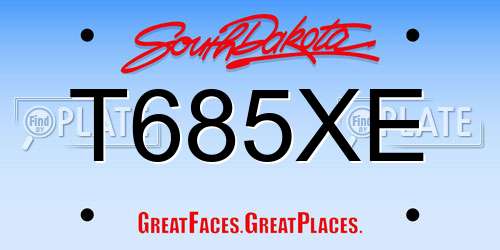 T685XE South Dakota License Plate