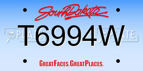 T6994W South Dakota License Plate