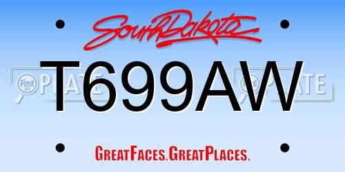 T699AW South Dakota License Plate