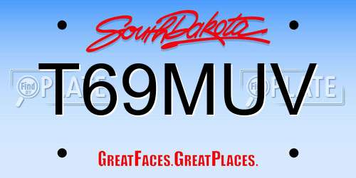 T69MUV South Dakota License Plate