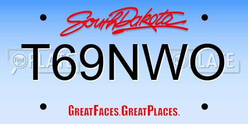 T69NWO South Dakota License Plate