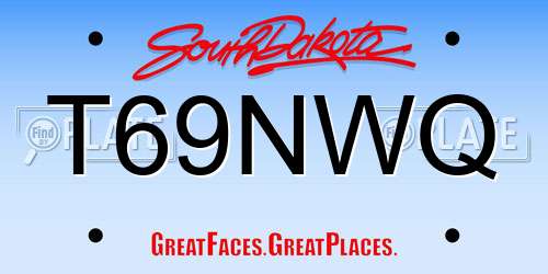 T69NWQ South Dakota License Plate