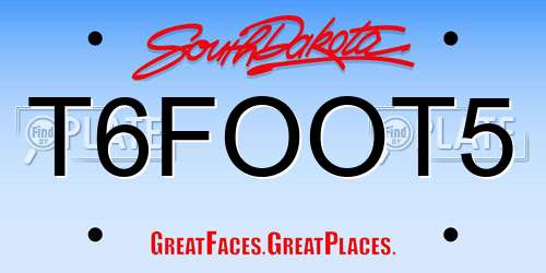 T6FOOT5 South Dakota License Plate