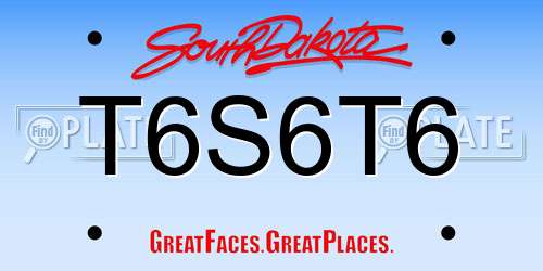 T6S6T6 South Dakota License Plate