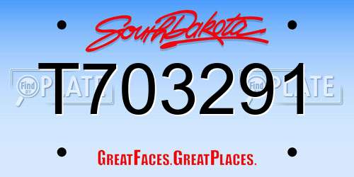 T703291 South Dakota License Plate