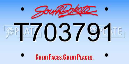 T703791 South Dakota License Plate