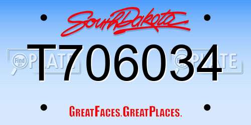 T706034 South Dakota License Plate