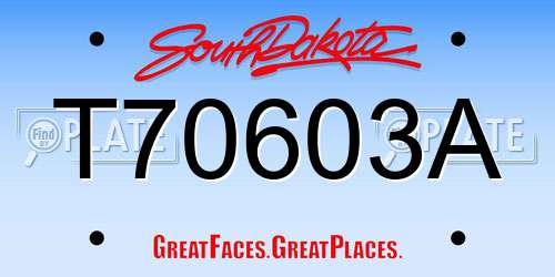 T70603A South Dakota License Plate