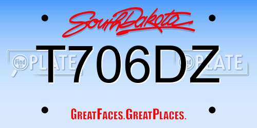T706DZ South Dakota License Plate