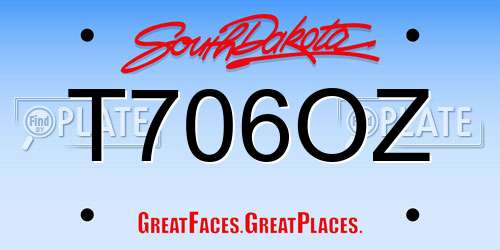 T706OZ South Dakota License Plate