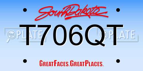 T706QT South Dakota License Plate