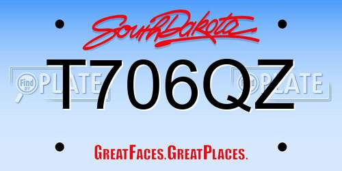 T706QZ South Dakota License Plate