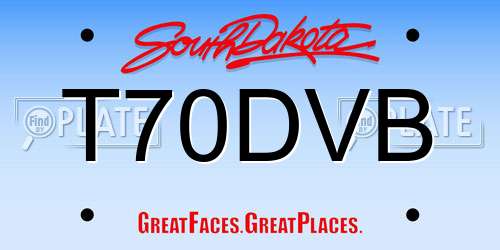 T70DVB South Dakota License Plate