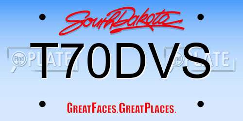T70DVS South Dakota License Plate