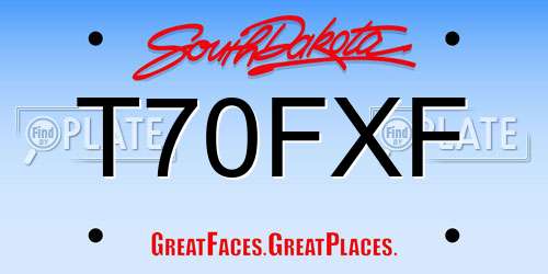 T70FXF South Dakota License Plate