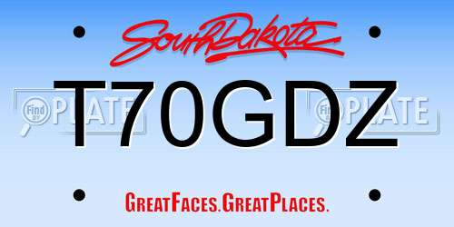 T70GDZ South Dakota License Plate
