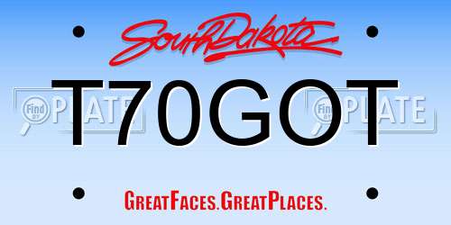 T70GOT South Dakota License Plate