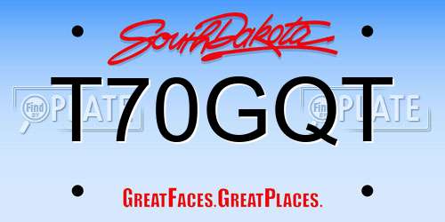 T70GQT South Dakota License Plate