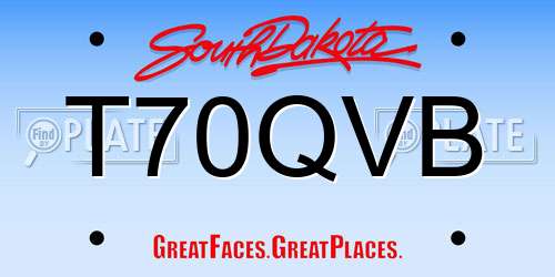 T70QVB South Dakota License Plate