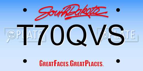 T70QVS South Dakota License Plate