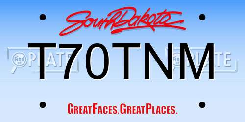 T70TNM South Dakota License Plate
