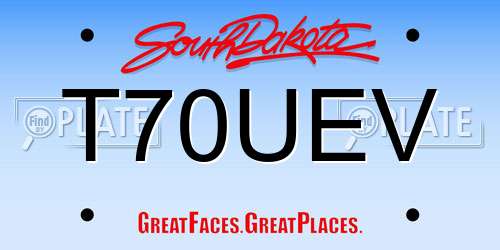 T70UEV South Dakota License Plate