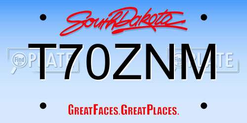 T70ZNM South Dakota License Plate