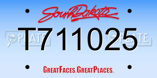T711025 South Dakota License Plate