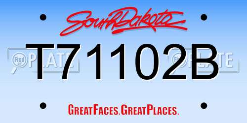 T71102B South Dakota License Plate