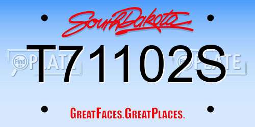 T71102S South Dakota License Plate