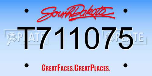 T711075 South Dakota License Plate