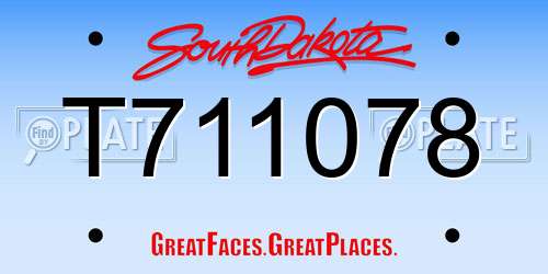T711078 South Dakota License Plate