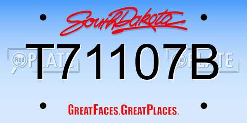 T71107B South Dakota License Plate