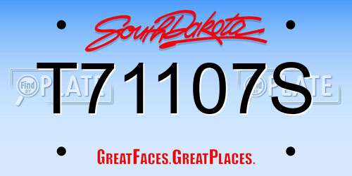 T71107S South Dakota License Plate