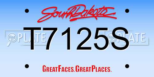 T7125S South Dakota License Plate