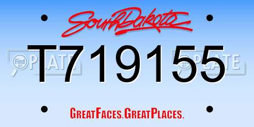 T719155 South Dakota License Plate