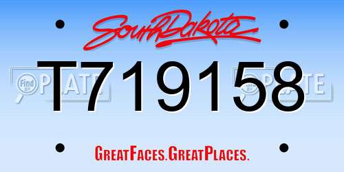 T719158 South Dakota License Plate