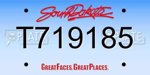 T719185 South Dakota License Plate