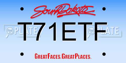 T71ETF South Dakota License Plate