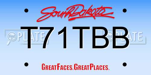 T71TBB South Dakota License Plate